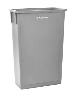 Alpine Industries Waste Basket Commercial Trash Cans, 23 Gallons, Gray, Pack Of 3 Cans