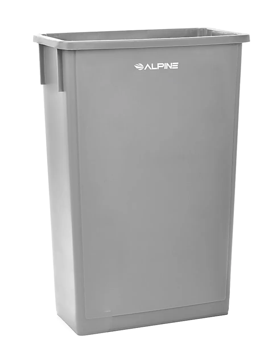 Alpine Industries Waste Basket Commercial Trash Cans, 23 Gallons, Gray, Pack Of 3 Cans