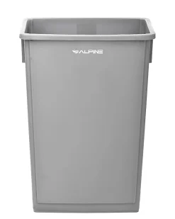 Alpine Industries Waste Basket Commercial Trash Cans, 23 Gallons, Gray, Pack Of 3 Cans