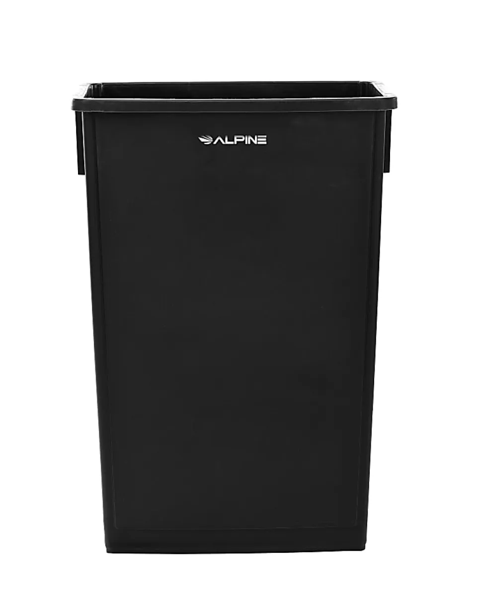 Alpine Industries Waste Basket Commercial Trash Cans, 23 Gallons, Black, Pack Of 3 Cans