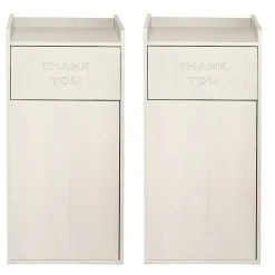 Alpine Industries Wood Commercial Tray Top Waste Enclosure Trash Receptacles, 40 Gallons, White, Pack Of 2 Receptacles