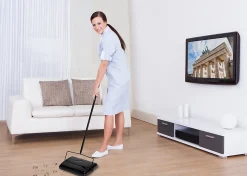 Alpine Manual Triple Brush Floor And Carpet Sweepers, Black, Pack Of 2 Sweepers