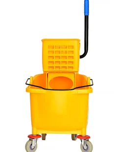 Alpine PVC Mop Bucket And Side Press Wringer, 36 Qt, Yellow