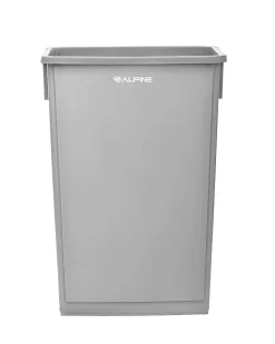 Alpine Rectangular Polypropylene Slim Trash Can, 23 Gallons, Gray