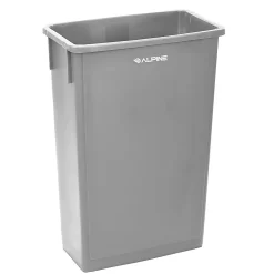 Alpine Rectangular Polypropylene Slim Trash Can, 23 Gallons, Gray