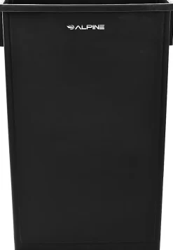 Alpine Rectangular Polypropylene Slim Trash Can, 23 Gallons, Black