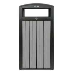 Alpine Slatted Plastic Panel Outdoor Trash Can, 40 Gallon, 40-15/16”H x 21-5/16”W x 21-5/16”D, Gray
