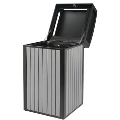Alpine Slatted Plastic Panel Outdoor Trash Can, 40 Gallon, 40-15/16”H x 21-5/16”W x 21-5/16”D, Gray