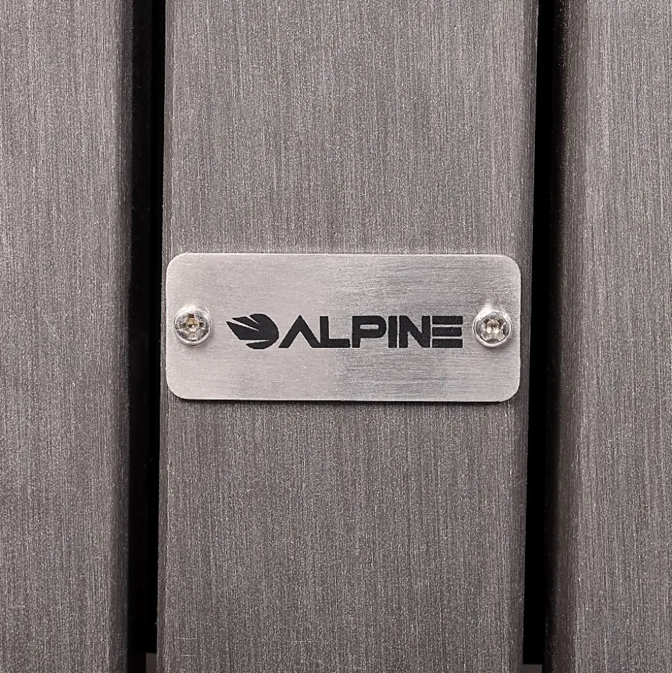 Alpine Slatted Recycled Plastic Panel Round Outdoor Trash Can, 32 Gallon, 33-7/8”H x 20”W x 20D, Gray
