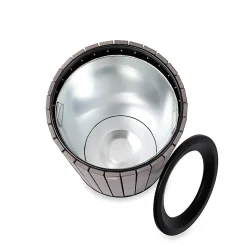 Alpine Slatted Recycled Plastic Panel Round Outdoor Trash Can, 32 Gallon, 33-7/8”H x 20”W x 20D, Gray