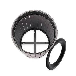 Alpine Slatted Recycled Plastic Panel Round Outdoor Trash Can, 32 Gallon, 33-7/8”H x 20”W x 20D, Gray