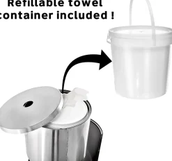 Alpine Stainless-Steel Gym Wet Wipe Dispenser With Built-In Trash Can, 36