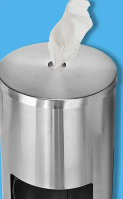 Alpine Stainless-Steel Gym Wet Wipe Dispenser With Built-In Trash Can, 36