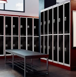 Alpine 2-Tier Steel Lockers, 72”H x 15”W x 15”D, Black, Set Of 2 Lockers