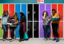 Alpine 2-Tier Steel Lockers, 72”H x 15”W x 15”D, Black, Set Of 2 Lockers