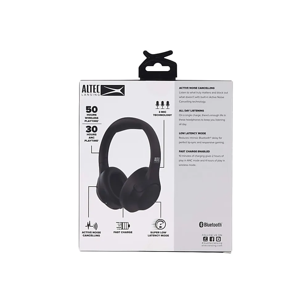 Altec Lansing ComfortQ 2.0 Hybrid ANC Wireless Headphones, Black, MZX772