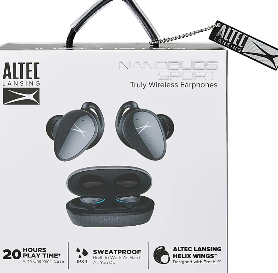 Altec Lansing NanoBuds Sport IPX4 Truly Wireless Earbuds, Gray