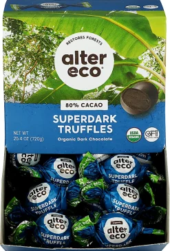 Alter Eco Organic Truffles, Super Dark Chocolate, 0.42 Oz, Total Qty 60