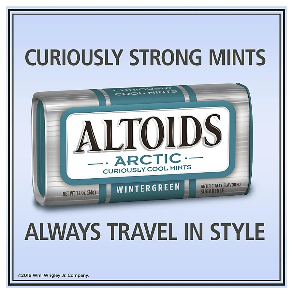 Altoids® Curiously Strong Mints, Arctic Wintergreen, 1.2 Oz, Pack Of 8 Tins