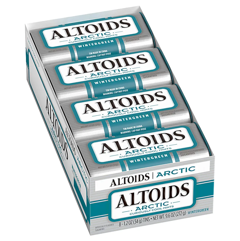 Altoids® Curiously Strong Mints, Arctic Wintergreen, 1.2 Oz, Pack Of 8 Tins