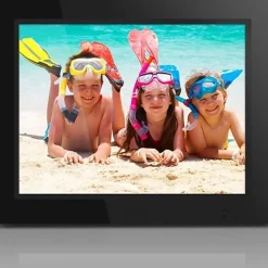 Aluratek ADMPF315F 15" High-Resolution Digital Photo Frame, 14" x 1.13" x 12", Black