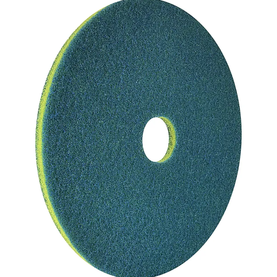 Americo® SmartScrub™ Scrub & Shine Floor Pad, 20" Diameter, Azure Blue/Yellow, Box Of 5