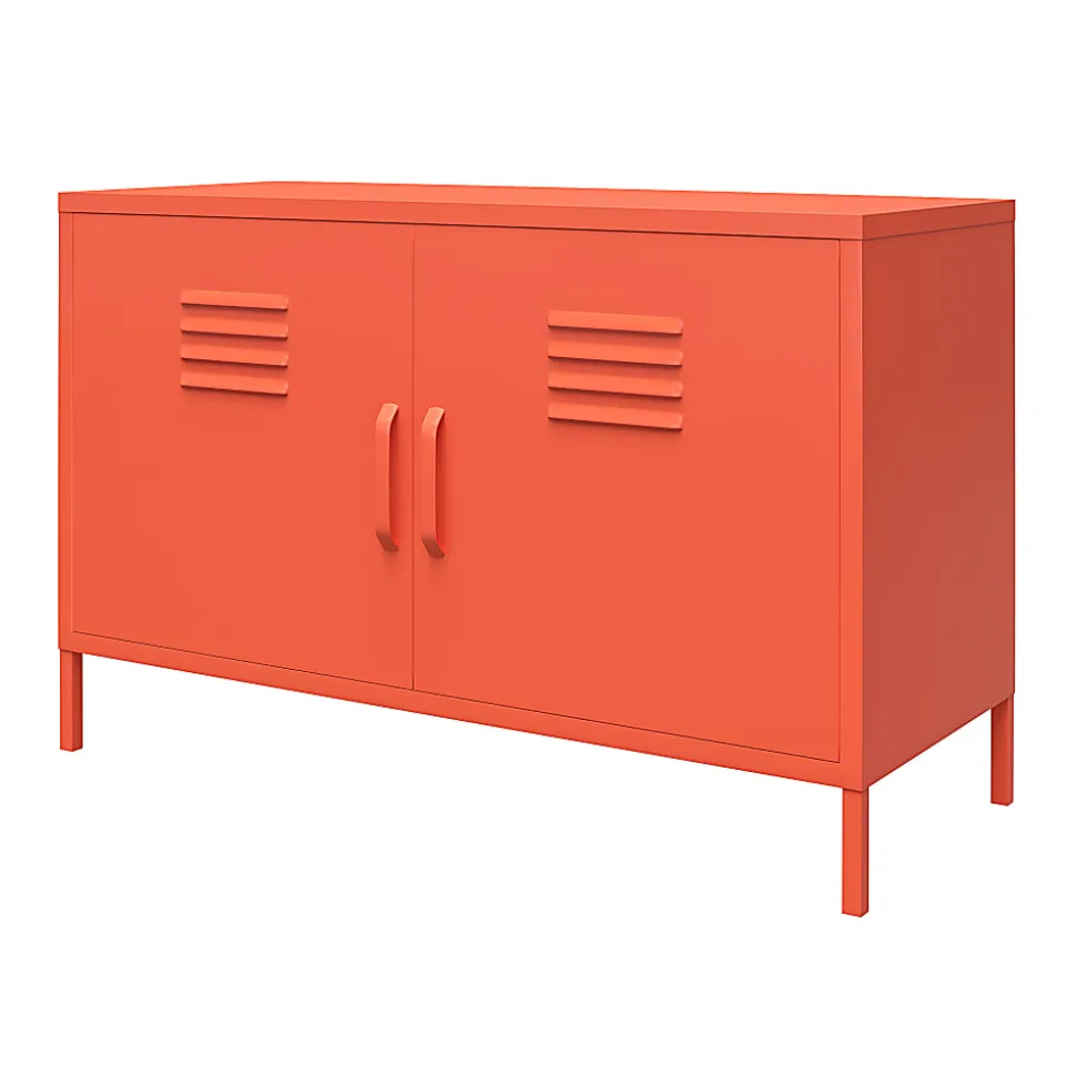 Ameriwood™ Home Cache 2-Door Metal Locker Accent Cabinet, 25-1/4”H x 39-3/8”W x 15-3/4”D, Orange