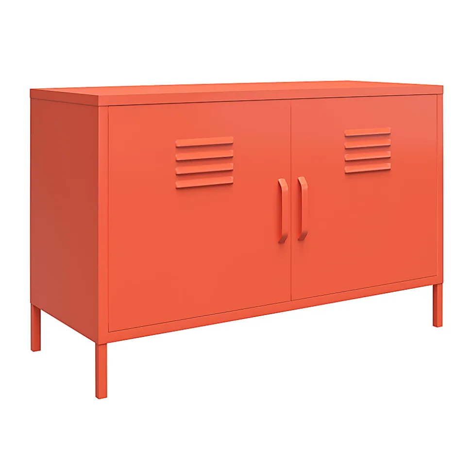 Ameriwood™ Home Cache 2-Door Metal Locker Accent Cabinet, 25-1/4”H x 39-3/8”W x 15-3/4”D, Orange