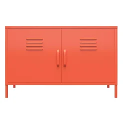Ameriwood™ Home Cache 2-Door Metal Locker Accent Cabinet, 25-1/4”H x 39-3/8”W x 15-3/4”D, Orange