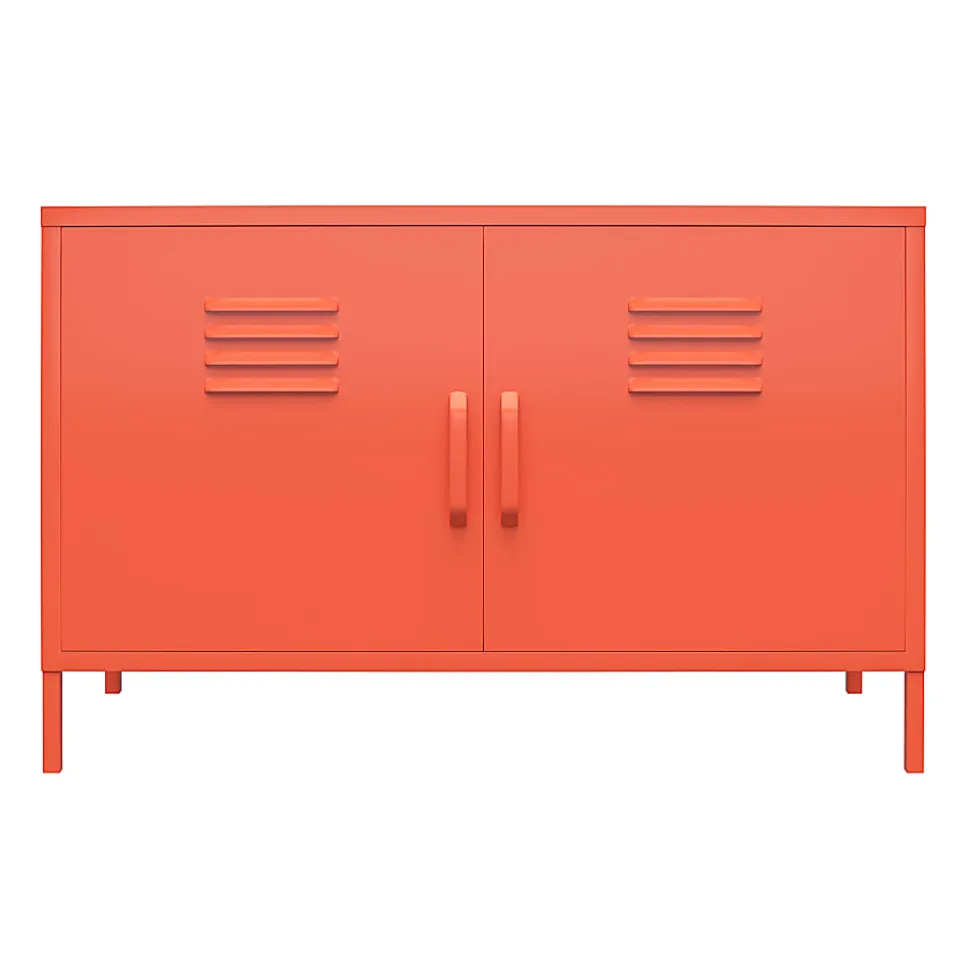 Ameriwood™ Home Cache 2-Door Metal Locker Accent Cabinet, 25-1/4”H x 39-3/8”W x 15-3/4”D, Orange