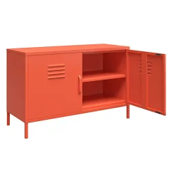 Ameriwood™ Home Cache 2-Door Metal Locker Accent Cabinet, 25-1/4”H x 39-3/8”W x 15-3/4”D, Orange