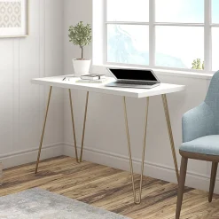 Ameriwood™ Home Owen 40"W Writing Desk, White/Gold