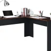 Ameriwood™ Home The Works 52"W L-Shaped Corner Desk, Cherry/Gray