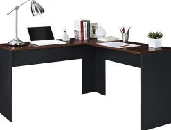 Ameriwood™ Home The Works 52"W L-Shaped Corner Desk, Cherry/Gray