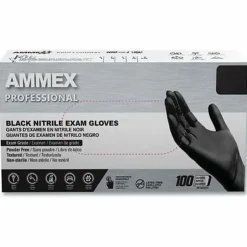 AMMEX Professional Black Nitrile Powder Free Exam SM Gloves