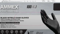 AMMEX Professional Black Nitrile Powder Free Exam SM Gloves