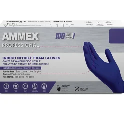 Ammex Professional Indigo Disposable Powder-Free Nitrile Exam Gloves, X-Large, Box Of 100 Gloves