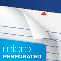 Ampad Basic Micro Perforated Writing Pads, 50 Sheets, Stapled, Wide Ruled, 8 1/2