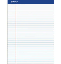 Ampad Basic Micro Perforated Writing Pads, 50 Sheets, Stapled, Wide Ruled, 8 1/2