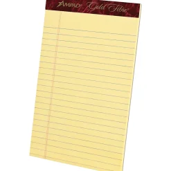 Ampad Gold Fibre Premium Jr. Legal Writing Pads - 50 Sheets - Watermark - Stapled/Glued - 0.28" Ruled - 20004