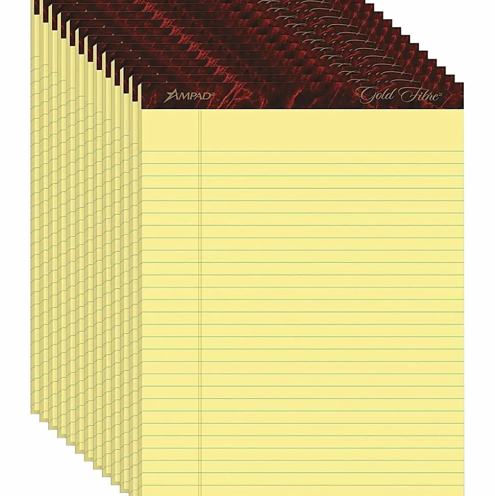 Ampad Gold Fibre Premium Rule Writing Pads - Letter - 50 Sheets - Watermark - Stapled/Glued - 0.34" Ruled - 20020
