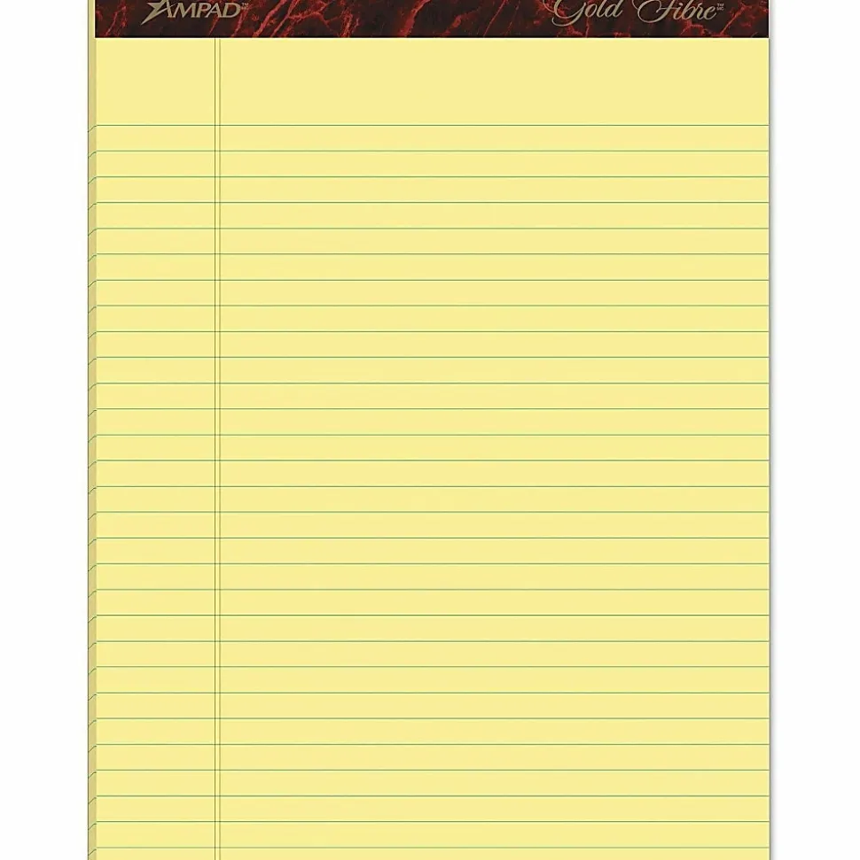 Ampad Gold Fibre Premium Rule Writing Pads - Letter - 50 Sheets - Watermark - Stapled/Glued - 0.34" Ruled - 20020