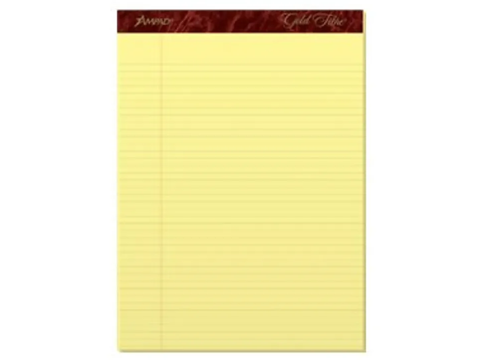 Ampad Gold Fibre Remanufactured Writing Pads, Letter Size, Narrow Ruled, 50 Sheets, Canary Yellow, Pack Of 12