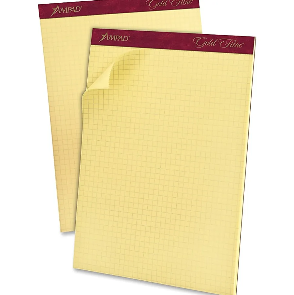 Ampad® Mediumweight Quadrille Pad, 8 1/2" x 11", Quadrille Ruled, 50 Sheets, Canary Yellow