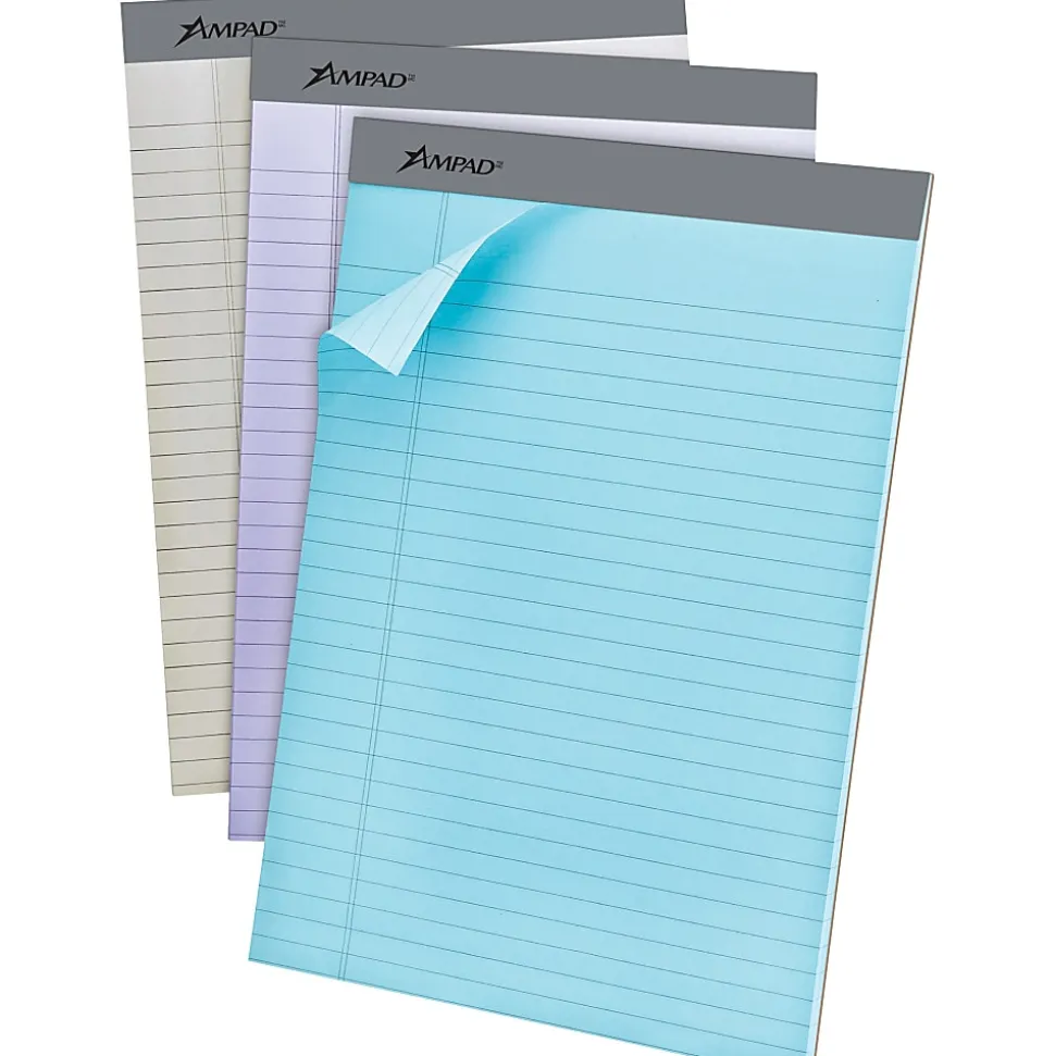 Ampad Pastel Perforated Pad - 50 Sheets - 0.34" Ruled - 15 lb Basis Weight - Letter - 8 1/2" x 11" Sheet Size - Micro Perforated - 1 Pack
