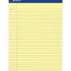 Ampad Perforated 3 Hole Punched Ruled Double Sheet Pad,&nbsp;Wide/Legal Rule, 100 Sheets, 8 1/2" x 11", Canary Yellow