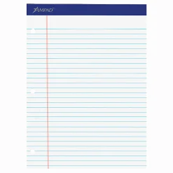 Ampad® Perforated 3-Hole Punched Dual Writing Pad, Legal Wide Rule, 8 1/2" x 11 3/4", White, 100 Sheets
