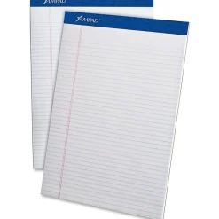 Ampad Perforated Ruled Pads - Letter - 50 Sheets - Stapled - 0.25" Ruled - 20 lb Basis Weight - Letter - 20322