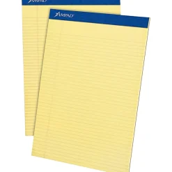 Ampad Perforated Ruled Pads, Letter Size, 50 Sheets, Ruled, Canary Yellow, Box Of 12