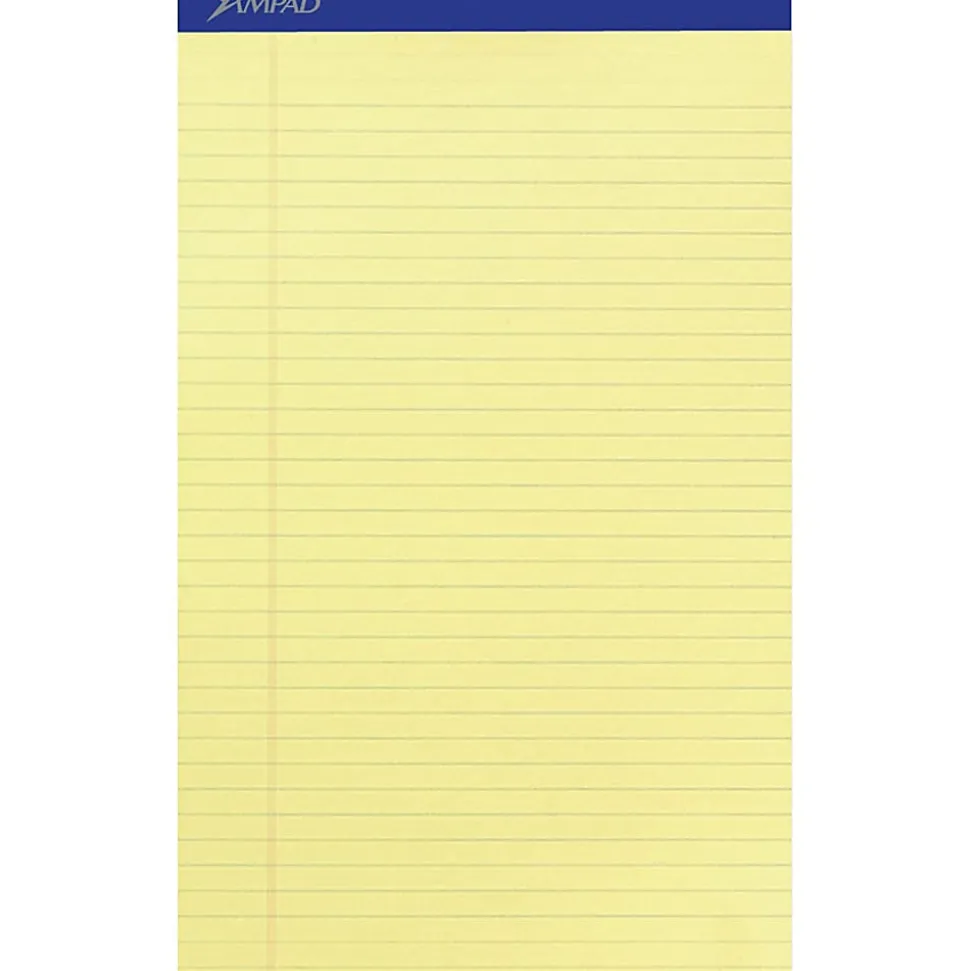 Ampad Writing Pad - 50 Sheets - Stapled - 0.34" Ruled - 15 lb Basis Weight - Legal - 8 1/2"x14" Sheet Size - 20230